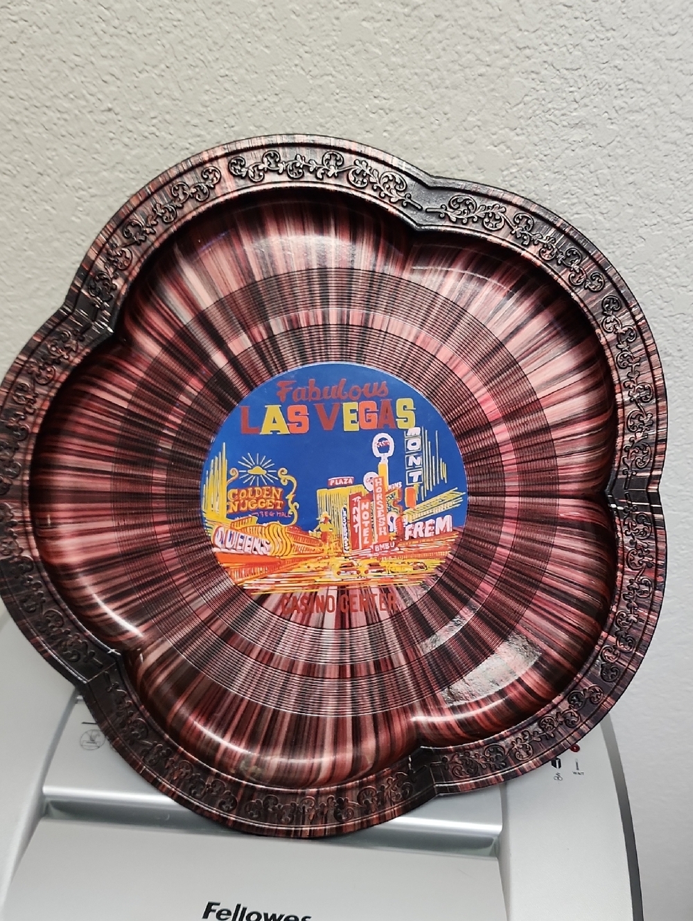 Vintage Las Vegas Casino Center Fremont Street Plastic Tray Record Grove Polygon